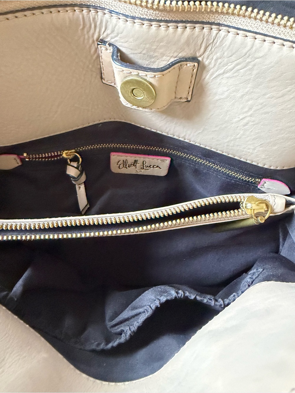 Elliott Lucca Taupe Leather Satchel with Braided Handles - Picture 3 of 11